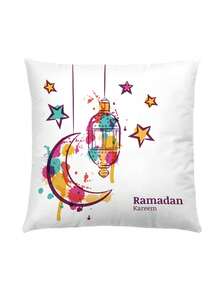 1/4pcs Moon Print Square Throw Pillow Cover, Ramadan Pumpkin Pattern Pillow Sham (Pillow Insert Not Included), Soft Fabric, Home Decor For Living Room, Bedroom, Sofa, Car, All Season, Back To School, Holiday Gift - Multicolor - View 6