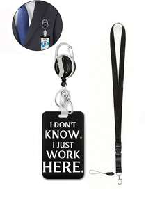 带可伸缩卷轴的证件夹，印有有趣的ID姓名标签 - 工作证件夹，重型竖式卡片保护套，适用于办公室护士、医学生、教师、男女，适合在工作场所、教育机构和医疗机构日常使用，为服装增添迷人的专业气息，是展示身份证件的完美之选。 - 彩色 - 查看 2