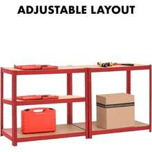 5th Floor 90x40x180cm Thick Heavy-Duty Metal Garage Storage Rack - Red/Blue Suitable For Workshop, Warehouse, Office, Shed -1 Set Of Storage Racks - Red - View 2