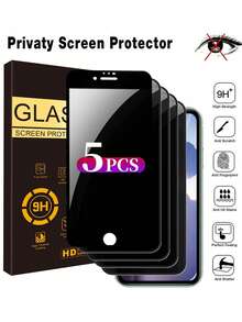 5pcs Privacy Protection Full Screen Tempered Glass Protector Protect Compatible With Iphone Silk Screen Anti Peeping Full Screen Phone Protective Film Compatible With IPhone17/15/15Plus/15Pro/15Promax/16promax/14/14Pro/14ProMax/14Plus/13/13Pro/13ProMax/12/12Pro/12ProMax/11/11ProMax/11Pro/X/XS/XSMAX - Black - View 22