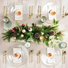 1/4/7/12/25pcs Transparent Plates With Gold Rim, Hammered Design Elegant Dinnerware, Heavy Duty Gold Chargers, Hammered Party Plates; Includes 7.5-Inch Dessert Plates And 10.25-Inch Dinner Plates. Suitable For Daily Dinner, Family Gathering, Wedding, Birthday, Holiday, Baby Shower, New Year, Picnic & Camping