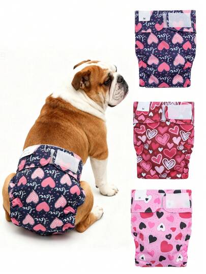 Washable Dog Diapers Female No Tail Hole 3 Packs Reusable Doggie Period Training Pants For Docked-Tail Frenchie French Bulldog Boston Terrier Without Tail