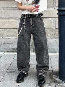1 chiếc quần jeans nam ống đứng Infinite Jeans, chất lượng cao, thoải mái (không bao gồm thắt lưng và phụ kiện) - Xám - Xem 4