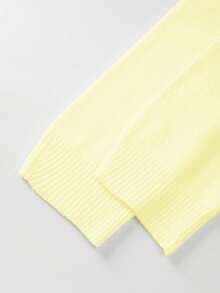 FOR BEAUTY Women's Solid Color Minimalist Round Neck Long Sleeve Knit Sweater, Loose Commuter Style Pullover, New Year Collection - Bright Yellow - View 8