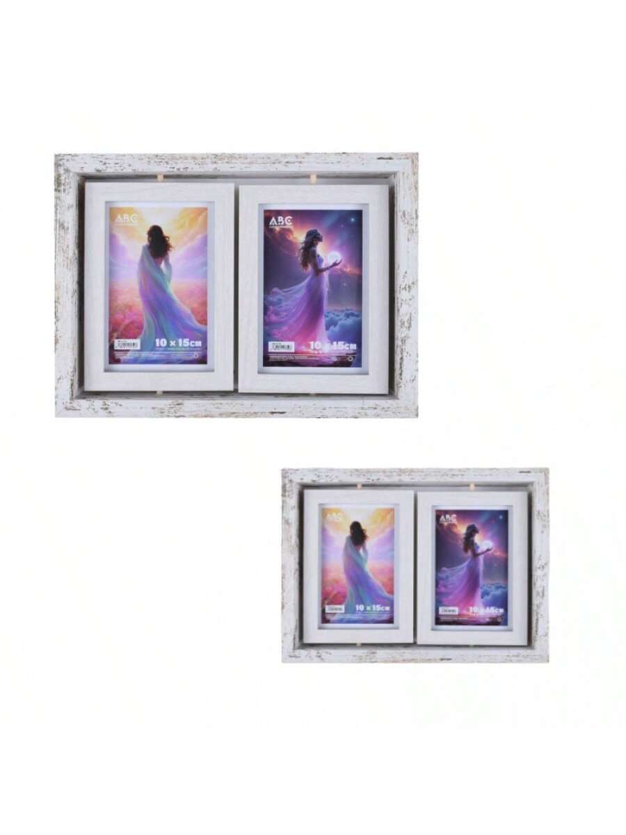 Marco doble giratorio retro blanco 10*15cm (4*6)