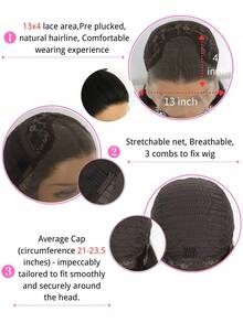 黑色Yaki直发合成蕾丝前假发，13x4蕾丝前假发，适合渐变染发，预挤压成型，24英寸自然色 - 間色 - 查看 8