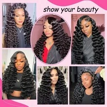 13x6 HD Loose Deep Wave Lace Front Wigs Human Hair Natural Black Pre Plucked With Baby Hair Wigs Brazilian Human Hair Bleached Knots With Baby Hair Nature Black Glueless Frontal Wigs Curly Frontal Wigs Human Hair Bleached Knots With Baby Hair Nature Black Christmas Gifts - Natural Black - View 11