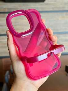 二合一可折叠立波透明手机壳适用于 17 Pro Max 17 Air 17 16 15 12 13 14 Pro Max 11 Plus 时尚 3D 卷曲防震保护套 - 玫紅色 - 查看 4