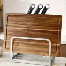 Fashionable Rosewood Cutting Board With Built-In Juice Groove - Multifunctional Cheese Board, Tea Set Snack Tray, Serving Platter For Steak, Bread, Pizza, Meat, Washable Fruit And Vegetable Chopping Board, Essential For Kitchen, Dining Room, Apartment - Brown - View 4