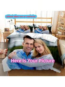Customized Photo Duvet Cover Set With Zipper Closure - Digital Print Polyester Bedding Set With 2 Pillowcases, Tear-Resistant, Machine Washable, Personalized Gift - No Duvet Insert, Cartoon Theme Washable,Lightweight,Breathable, Cozy,Comfortable,Warm,Soft,Simple Custom,Unique,Personalized Ideal Gifts For Him,Ideal Gifts For Her,Ideal Gifts For Boyfriend,Ideal Gifts For Girlfriend,Ideal Gifts For Dad,Ideal Gifts For Mom,Ideal Gifts For Friends,Ideal Gifts For Family Him,Her,Boyfriend,Girlfriend,Dad,Family,Mom,Friends For Anniversaries,For Graduation,For Housewarming,For Weddings,For Birthdays Sofa,Bed,Car,Tea Room,Bedroom,Living Room - Multicolor - View 7