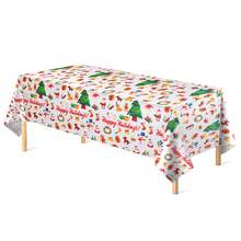 4pcs/1pc Plastic Rectangular Tablecloth 54x108 Inches, Disposable Table Cover, Holiday Christmas Decor, Picnic Dining Table Cloth, Christmas Pattern Print Tablecloth, Kitchen Decor, Holiday Party - Red - View 9