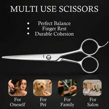 OPY High Quality Stainless Steel Scissors | Professional Haircutting Shears | Multi-Purpose Scissors | Suitable For Salon, Women, Men, Pets - Multicolor - View 5