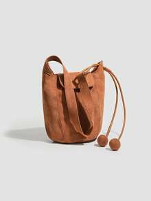 简约时尚斜挎水桶包 女士秋冬新款小众复古休闲风斜挎包 通勤单肩南瓜包 - 彩色 - 查看 6