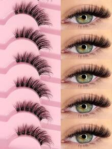 Asiteo 7 Pairs Transparent Half-Strip False Eyelashes, Create Cat Eye Makeup Effect, Elongate Eye Corners, Reusable Faux Mink Lashes Suitable For All Eye Shapes - Half Eye-Thick - View 2