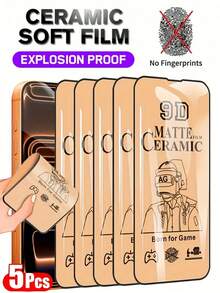 NNBILI 5 miếng dán màn hình gốm mềm mờ tương thích với iPhone 17 Pro Max/17 Air/17Pro/17/17e/16Pro Max/16Plus/16/16e/15/14/13/12/11/16 Pro Max/15 Pro Max/Plus/X/XS MAX/XR/XS. Không phải kính, khả năng chống trầy xước cao, chống dầu, viền được gia cố, dễ dàng lắp đặt, lớp phủ chống trầy xước, miếng dán màn hình, phủ toàn màn hình, bề mặt mịn, phim chất lượng cao, lớp phủ chống dầu, lớp bảo vệ, chống bám vân tay, lựa chọn thay thế kính cường lực, dành cho chuyên gia, người đam mê công nghệ. - 5 chiếc lì - Xem 40