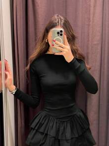 Fashionable Casual Ruffled Layered Cake Mini Dress, Suitable For Vacation And Beach - Black - View 4