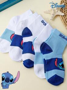 Disney 1/5/10双装卡通可爱个性化儿童袜子，时尚休闲舒适透气防臭吸湿学生袜，实用时尚，图案吸汗，多功能低帮袜，适合日常穿着，返校季和节日礼物，圣诞新袜，邻居追逐链接 - 彩色 - 查看 5