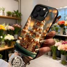 Cubierta de telefono con espejo negro con estampado de arbol de pan de jengibre navideño para mujer elegante y festiva para uso diario y fiestas Aplicable a los teléfonos de la serie Apple y Galaxy - Blanco - Ver 6