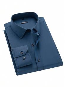 Rand paul Men's Long-Sleeved Dress Shirt With Thin Stripes, Perfect Cut And Soft Fabric - 藏蓝色 - 查看 2