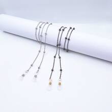 Delicate Eyeglass Cord, Colorful Fashion Safety Chain/New - Cinza +Prata - 查看 1