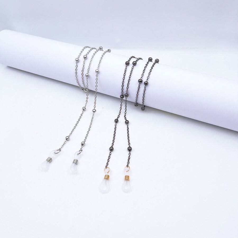 Delicate Eyeglass Cord, Colorful Fashion Safety Chain/New - Cinza +Prata - 查看 1