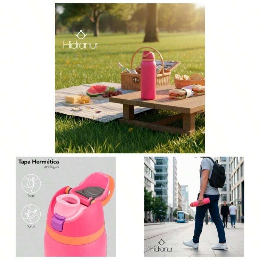 Termo Botella de Agua 32 Oz 946 ml, Termo para Caf 24 Horas de Agua Caliente y Fria, Cafe, Tapa Hermtica Antifugas, Botella de Viaje, Deportes, Caf, Tazas para Cafe Negro - Rosa + 0,9 litros - Ver 1