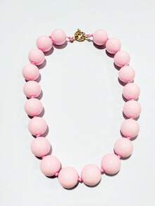 1 pieza Collar hecho a mano de estilo bohemio retro con cuentas geométricas redondas de acrílico, cuerda anudada y broche de metal, adecuado para la playa, vacaciones, regalo - Collar con cierre de marinero anudado a mano en resina de aleación - Ver 20