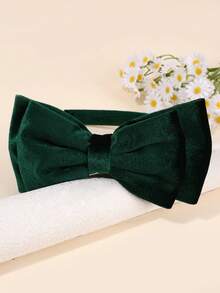 1 szt. Ciemnozielona opaska na głowę z kokardą dla dziewcząt w jednolitym kolorze aksamitna opaska na włosy z kokardą Elegancka bordowa kokarda na głowę Jesienno-zimowa kokarda Akcesoria do włosów dla nastolatków