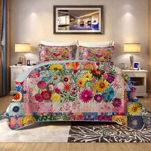 3 Pieces Full/Queen/King Size Quilt Set, Machine Washable, Lightweight Bedding Coverlet, Brushed Microfiber Quilt Cover, Warm Quilted Blanket Bedding Sets With Pillow Shams, Modern Style Thin Comforter, 2 Pieces Twin Quilt Set - 玫紅色 - 查看 7
