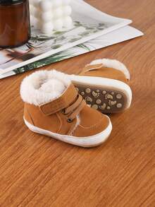 3-6-12个月婴儿冬季加厚保暖软底休闲鞋，适合0-1岁幼儿 - 棕色 - 查看 3