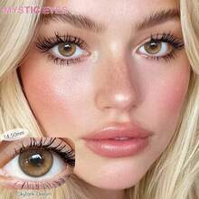 MYSTIC EYES 1副14.5mm彩色隐形眼镜，年抛型软性隐形眼镜，棕色、蓝色、灰色、绿色，美化双眼，舒适日抛型美瞳 - 0 - 查看 4