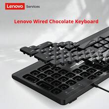 Lenovo 联想 K301 有线键盘，USB 接口，巧克力键盘设计，适用于办公和家庭使用，台式机和笔记本电脑，带支架 - 黑色 - 查看 5