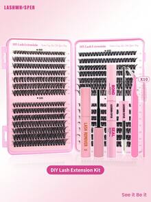 DIY Lash Extensions Kit,Cluster Lashes Individual 9-16mm D Curl, Wispy Volume Natural Look False Eyelashes, Reusable At Home Lash Clusters Set - Pink - View 2