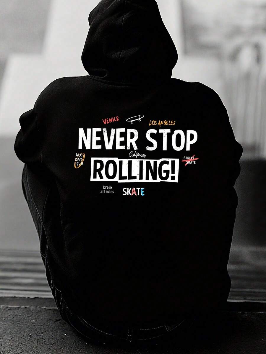 Skate Life Black Hoodies Sweater Hoodie Men Stylish Autumn/Winter Outerwear Comfortable For Casual Wear - màu đen - Xem 1