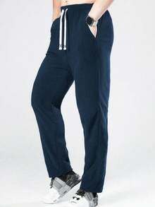 Men's Thermal Lined Outdoor Sports Pants, Comfortable Slim Fit Casual Loose Knit Elastic Cuff Sweatpants, Fall Clothes Winter Top Gift Picks For Husbands/Boyfriends This Fall And Winter