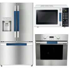 - Juego de 4 fundas para manijas de puerta de refrigerador, mantiene tus electrodomsticos limpios de manchas, goteos, manchas de alimentos, aceite, protector de decoracin para nevera, - Protección completa + Azul - Ver 2