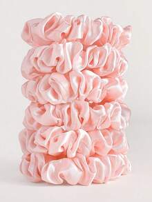 12pcs Satin Pink Hair Elastics,Pink Accessories Scrunchies Hair Ties Scrunchy Hair Ties Ponytail Head Accessories - Pink - View 8