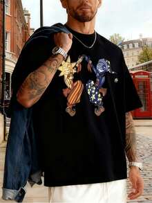 Maglietta grafica Sun Moon, moda autunnale, 100% cotone, stampa statement, casual, traspirante