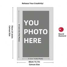 Kit di pittura a diamante personalizzata su misura per adulti, fai da te 5D, arte con punti a forma rotonda/quadrata, con foto, testo e disegno personalizzato, in varie dimensioni (20x25cm), decorazione personalizzata per la casa (Punti rotondi, 30x40cm), kit per adulti, decorazione con pittura a diamanti 5D