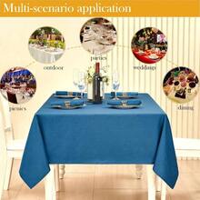 Mantel rectangular diagonal jacquard impermeable y resistente a las arrugas, mantel de tela a cuadros elegante con patrn de cuadrcula para cocina y exterior, rojo borgoa, 132.08x 177.8 - Azul aguamarina + 304,8 x 152,4 cm (Rectangular) - Ver 7