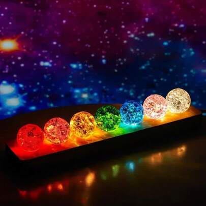 7 Pcs Colorful LED Crystal Ball Lights - Decorative Night Light Gift Set In Gift Box, For Christmas Valentine's Day Mother's Day Birthday Graduation