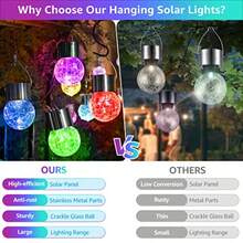 12-Pack Hanging Solar Lights Drative Cracked Glass Ball Light Multicolor Solar Powered Waterproof Globe Lighting For Garden Tree Outdoor Landscape Dration Ambient Evening Lighting Energy-Efficient -Friendly Illumination Easy Installation Weather-Resistant Design For Year-Round Use - Multicolor - View 4