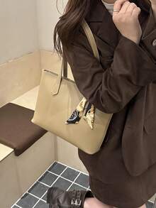 复古女士腋下包，大容量单肩包，新款时尚个性ins风手提包，带围巾 - 彩色 - 查看 10