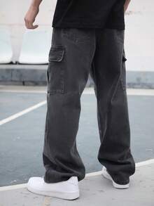 Logeqi® Jeans Vaqueros Azules Lavados De Moda Para Hombre - Negro - Ver 5