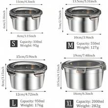 Stainless Steel Food Containers With Lids 4 Pack Metal Food Storage Container Set Meal Prep Containers Reusable Leak-Proof Bento Lunch Box Dishwasher & Freezer  330ml+550ml+950ml+2000ml - Default - View 2