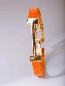 3pcs Fashionable Gold Letter Leather Bracelets, Personalized Charm Jewelry Gift For Girlfriend