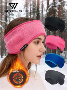 WRELS 1-Piece Winter Solid Color Ear Warmer Headband, Men's & Women's Winter Forehead & Ear Cover, Warm, Windproof, Cold-Resistant Headband With Fabric Logo, Ideal For Cycling, Running, Skiing & Other Outdoor Sports - Warm Earmuffs - View 7