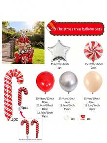 78/67/2pcs DIY Red & Green Latex Christmas Tree Set, Includes Red Bow/Silver Star With Candy Cane Foil Balloons, Christmas Decorations, Suitable For Room Decor, Home Decor, New Year, Christmas Wreath, New Year Decor, Christmas Tree Decor, Christmas Balloon Arch Decor, Christmas Tree Balloon Wreath Decor - Multicolor - View 11