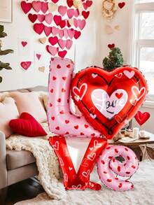 1/2个立式“LOVE”铝箔气球，适用于婚礼、浪漫主题、派对装饰、周年纪念、求婚、拍照道具、浪漫惊喜装饰、情人节 - 彩色 - 查看 1