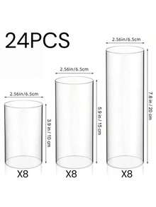 Juego de 24 piezas de jarrones de estilo bohemio de vidrio, juego de portavelas a prueba de viento, portavelas de vidrio sueltos a prueba de viento para decoración central de mesa, velas flotantes modernas para decoración de mesa de boda, resistente para flores y velas - Incluye 3 modelos de diferentes tamaños, esencial para bodas y fiestas, accesorios de decoración del hogar moderno - transparente - Ver 12